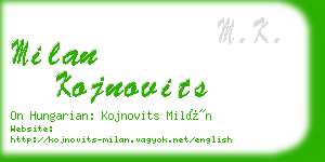 milan kojnovits business card